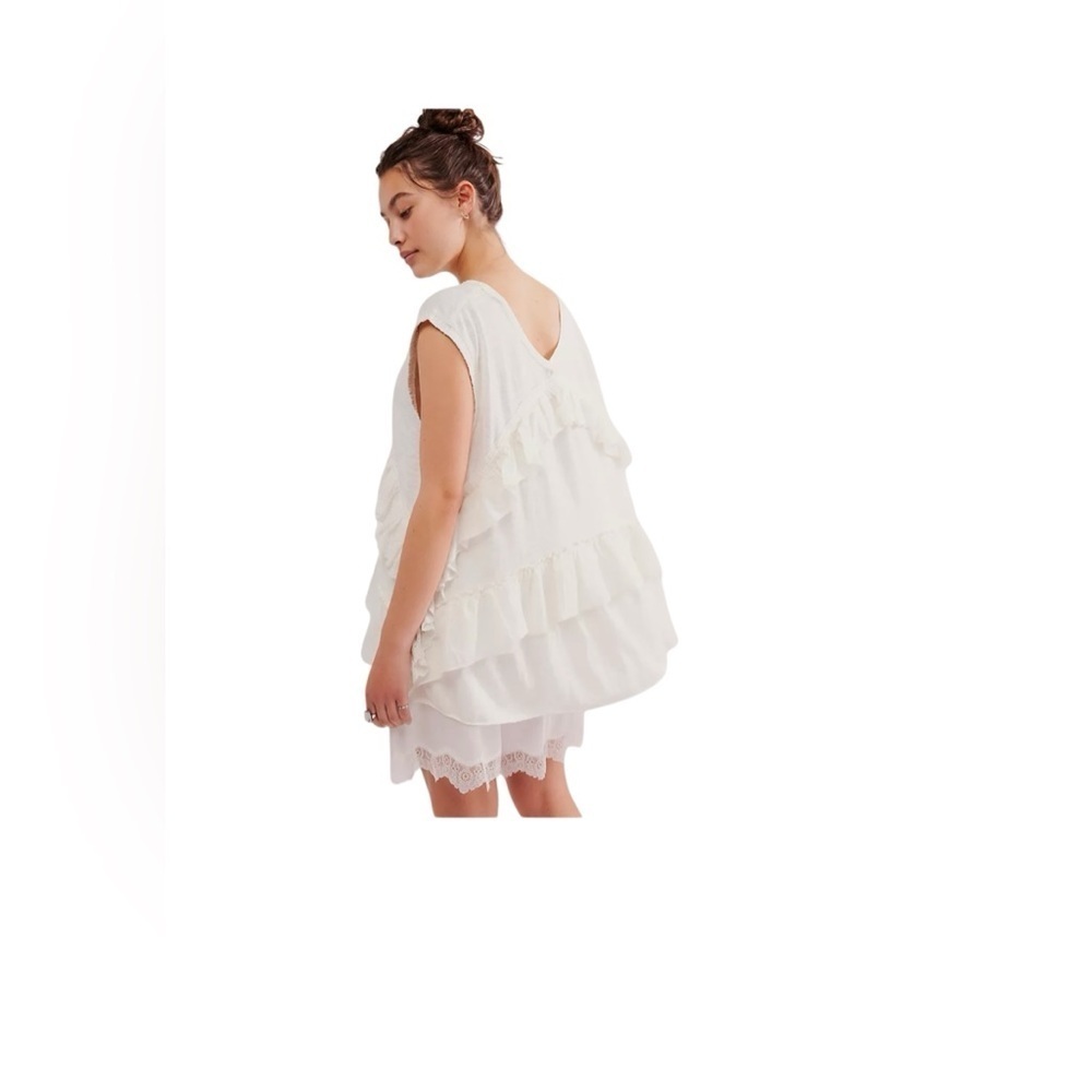 Free People Claire Ruffle Boho Tunic Ruffle Sleeveless Top